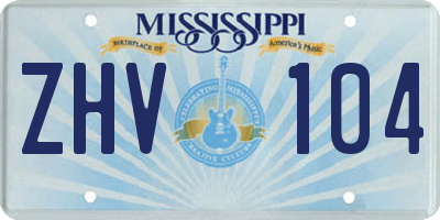 MS license plate ZHV104