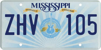MS license plate ZHV105