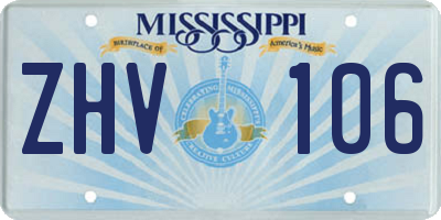 MS license plate ZHV106