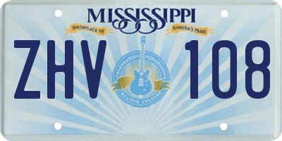 MS license plate ZHV108
