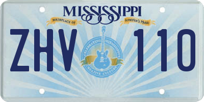 MS license plate ZHV110
