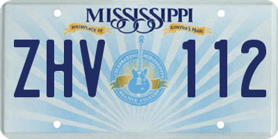 MS license plate ZHV112
