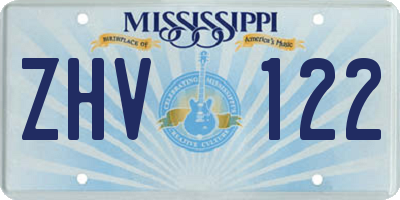 MS license plate ZHV122