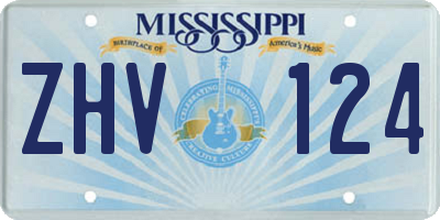 MS license plate ZHV124