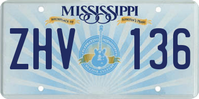 MS license plate ZHV136