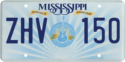 MS license plate ZHV150