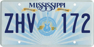 MS license plate ZHV172