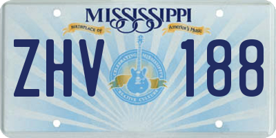 MS license plate ZHV188