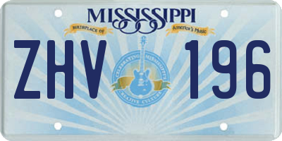MS license plate ZHV196