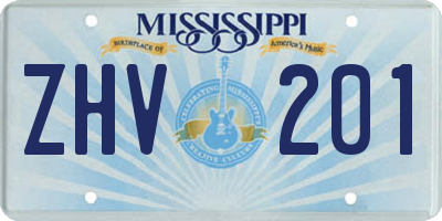 MS license plate ZHV201