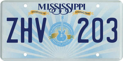 MS license plate ZHV203