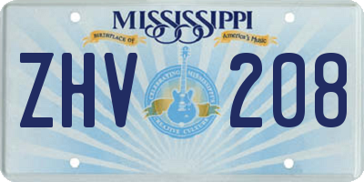 MS license plate ZHV208
