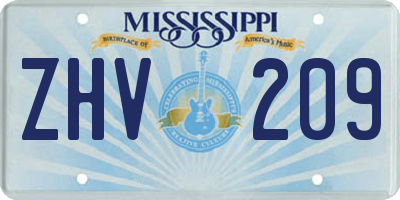 MS license plate ZHV209