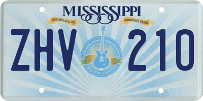 MS license plate ZHV210