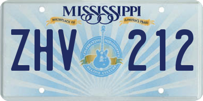MS license plate ZHV212