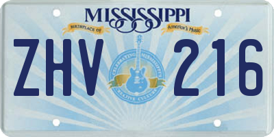 MS license plate ZHV216