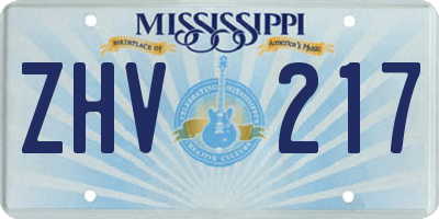 MS license plate ZHV217