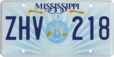 MS license plate ZHV218
