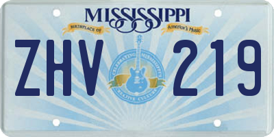 MS license plate ZHV219
