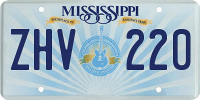 MS license plate ZHV220