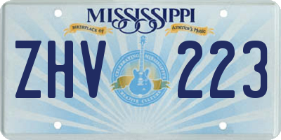 MS license plate ZHV223