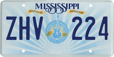 MS license plate ZHV224