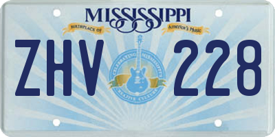 MS license plate ZHV228
