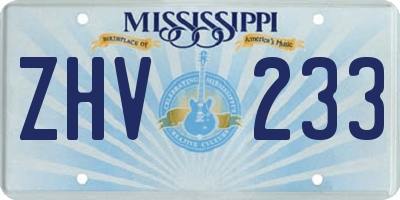 MS license plate ZHV233