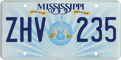 MS license plate ZHV235