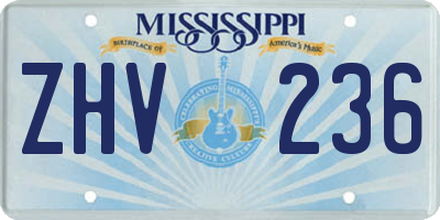 MS license plate ZHV236