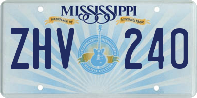 MS license plate ZHV240