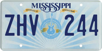MS license plate ZHV244
