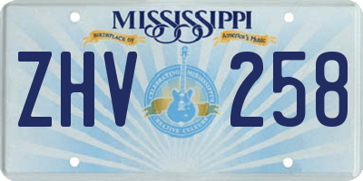 MS license plate ZHV258