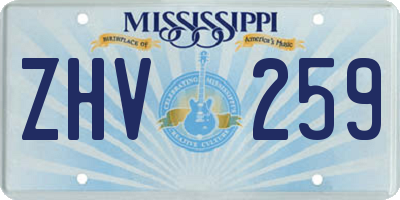 MS license plate ZHV259