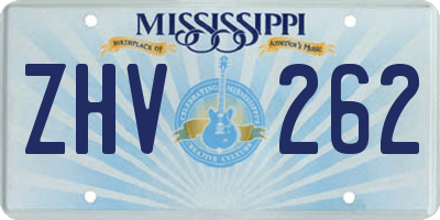 MS license plate ZHV262