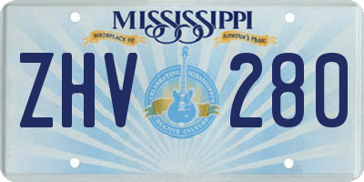 MS license plate ZHV280
