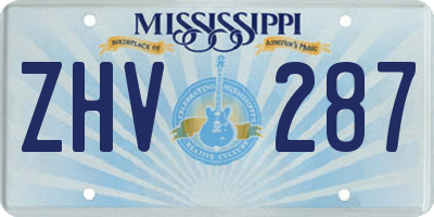 MS license plate ZHV287