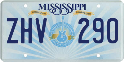 MS license plate ZHV290
