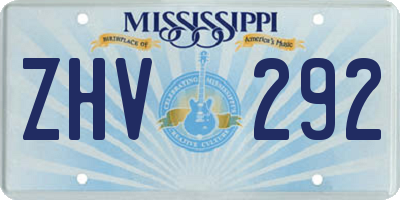 MS license plate ZHV292