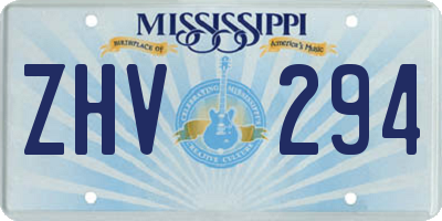 MS license plate ZHV294