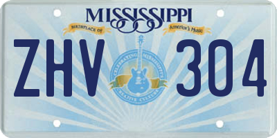 MS license plate ZHV304