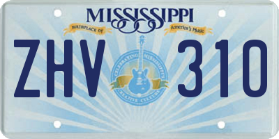MS license plate ZHV310