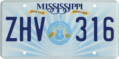 MS license plate ZHV316