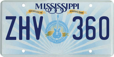 MS license plate ZHV360