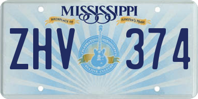 MS license plate ZHV374