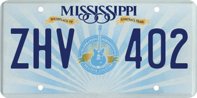 MS license plate ZHV402