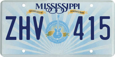 MS license plate ZHV415