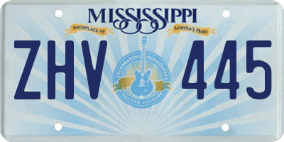 MS license plate ZHV445