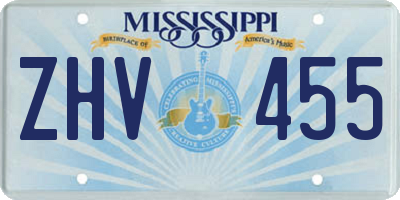 MS license plate ZHV455