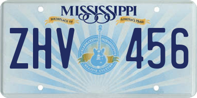 MS license plate ZHV456